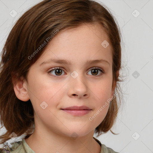 Neutral white child female with medium  brown hair and brown eyes