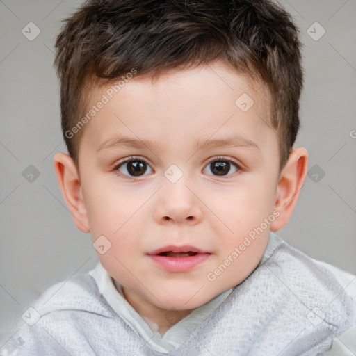 Neutral white child male with short  brown hair and brown eyes