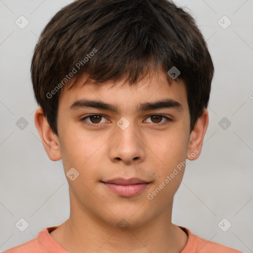 Neutral white child male with short  brown hair and brown eyes