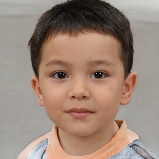 Neutral white child male with short  brown hair and brown eyes