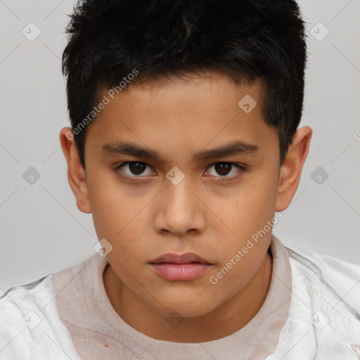Neutral white child male with short  brown hair and brown eyes