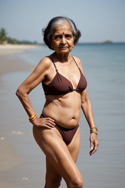 Indian elderly female with  brown hair