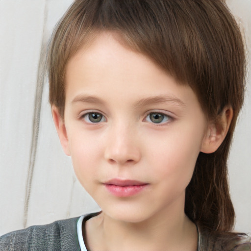 Neutral white child female with short  brown hair and brown eyes