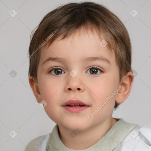 Neutral white child male with short  brown hair and brown eyes