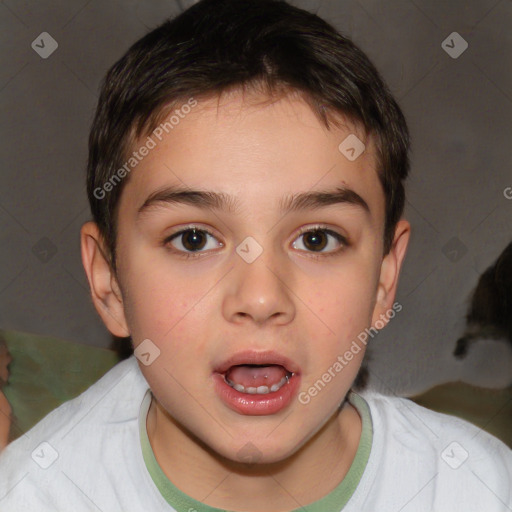 Neutral white child male with short  brown hair and brown eyes