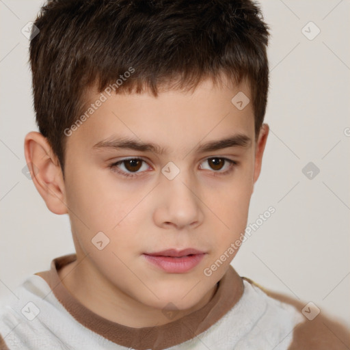 Neutral white child male with short  brown hair and brown eyes