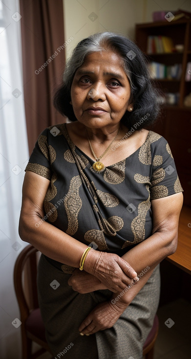 Sri lankan elderly female with  black hair