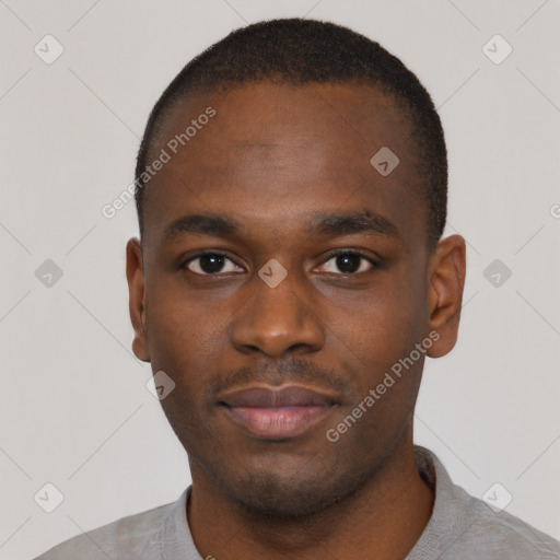 Neutral black young-adult male with short  brown hair and brown eyes