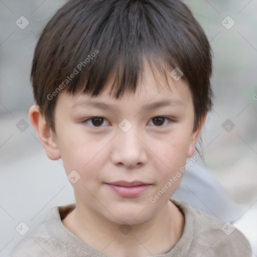 Neutral white child female with short  brown hair and brown eyes