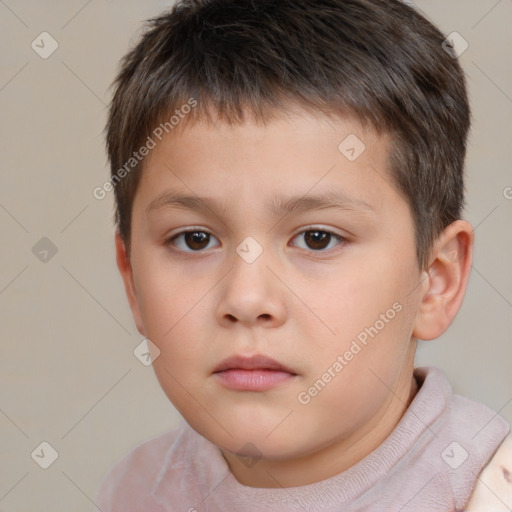 Neutral white child male with short  brown hair and brown eyes