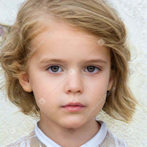 Neutral white child female with medium  brown hair and brown eyes