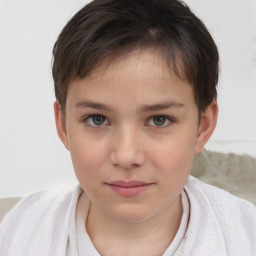 Neutral white child female with short  brown hair and brown eyes