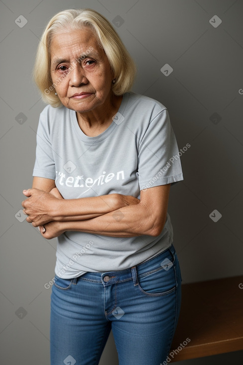 Guatemalan elderly female with  blonde hair