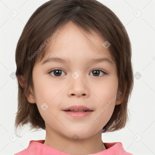 Neutral white child female with medium  brown hair and brown eyes