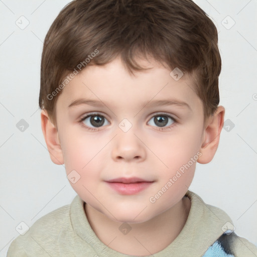 Neutral white child male with short  brown hair and brown eyes