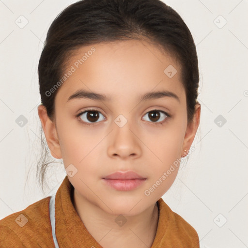 Neutral white child female with medium  brown hair and brown eyes