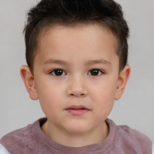 Neutral white child male with short  brown hair and brown eyes