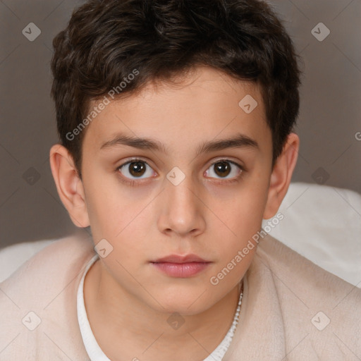 Neutral white child male with short  brown hair and brown eyes