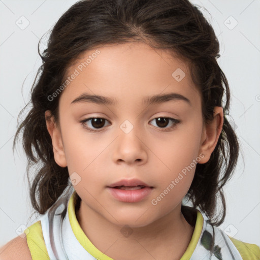 Neutral white child female with medium  brown hair and brown eyes