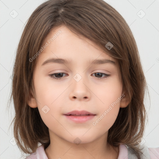 Neutral white child female with medium  brown hair and brown eyes