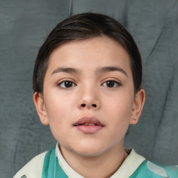 Neutral white child female with short  brown hair and brown eyes