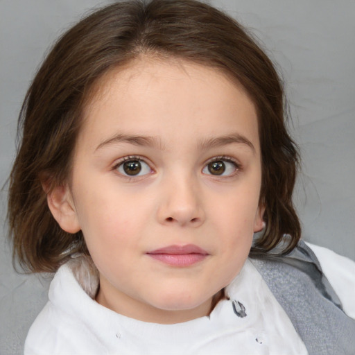 Neutral white child female with medium  brown hair and brown eyes