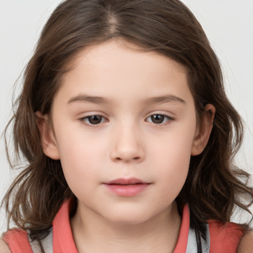 Neutral white child female with medium  brown hair and brown eyes