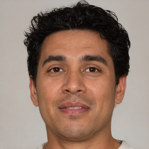 Neutral white young-adult male with short  black hair and brown eyes