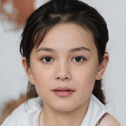 Neutral white child female with medium  brown hair and brown eyes