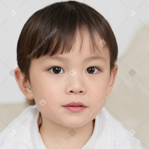 Neutral white child female with short  brown hair and brown eyes