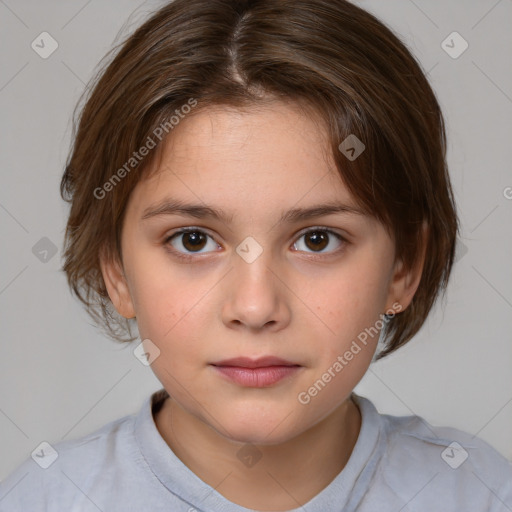 Neutral white child female with medium  brown hair and brown eyes