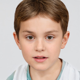 Neutral white child male with short  brown hair and brown eyes