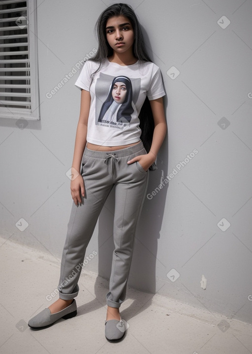 Bahraini teenager girl with  gray hair