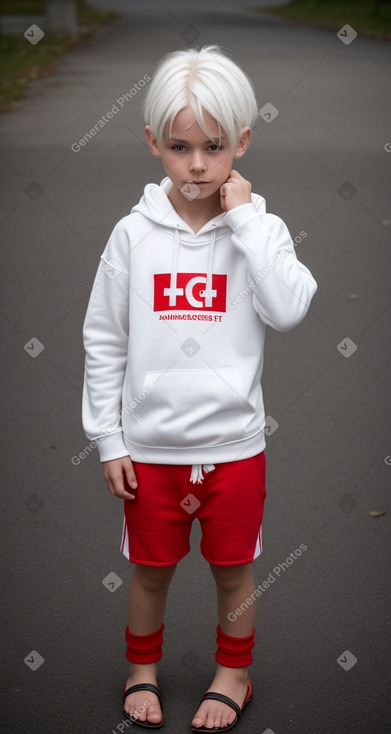 Czech child boy with  white hair