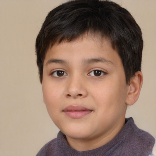 Neutral white child male with short  brown hair and brown eyes