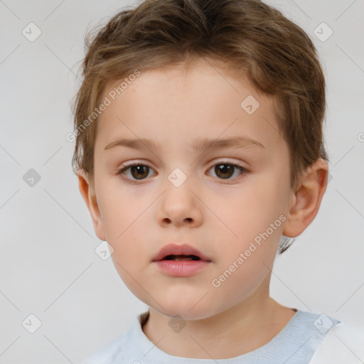 Neutral white child male with short  brown hair and brown eyes