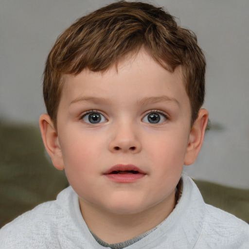 Neutral white child male with short  brown hair and brown eyes