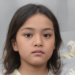 Neutral asian child female with medium  brown hair and brown eyes