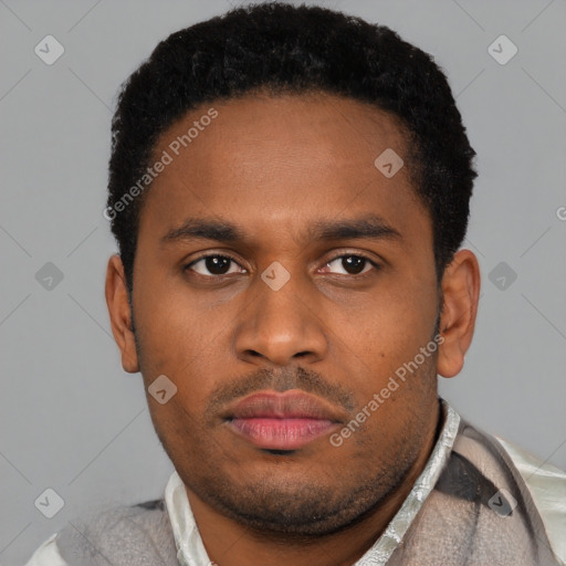 Neutral latino young-adult male with short  brown hair and brown eyes