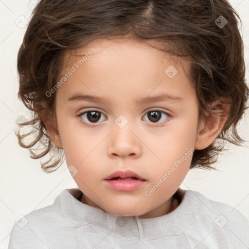 Neutral white child female with medium  brown hair and brown eyes