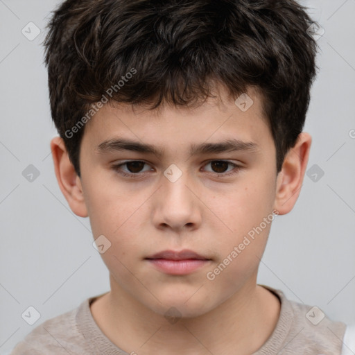 Neutral white child male with short  brown hair and brown eyes