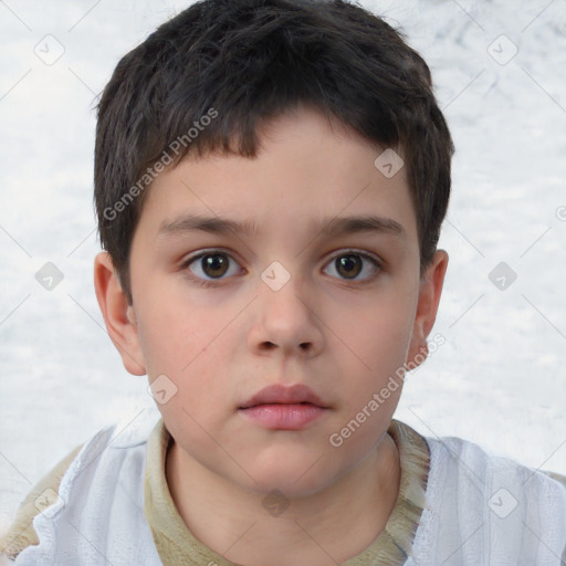 Neutral white child male with short  brown hair and brown eyes