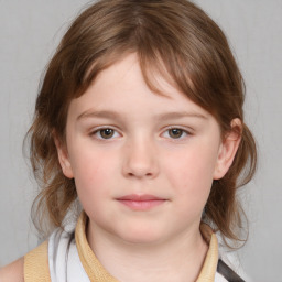 Neutral white child female with medium  brown hair and brown eyes