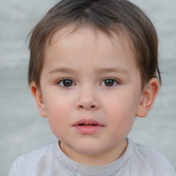 Neutral white child female with short  brown hair and brown eyes