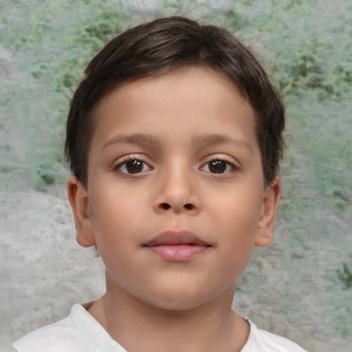 Neutral white child female with short  brown hair and brown eyes