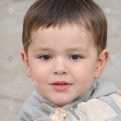 Neutral white child male with short  brown hair and brown eyes