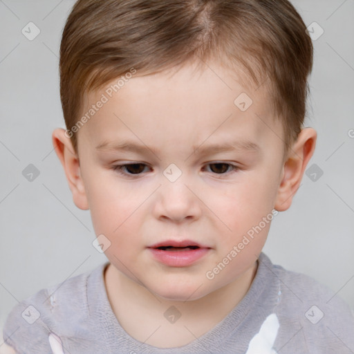 Neutral white child male with short  brown hair and brown eyes