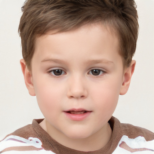 Neutral white child male with short  brown hair and brown eyes