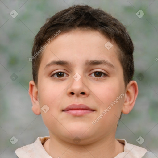 Neutral white child female with short  brown hair and brown eyes