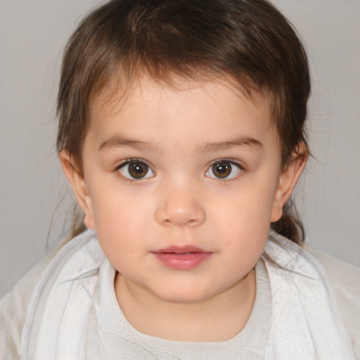 Neutral white child female with medium  brown hair and brown eyes